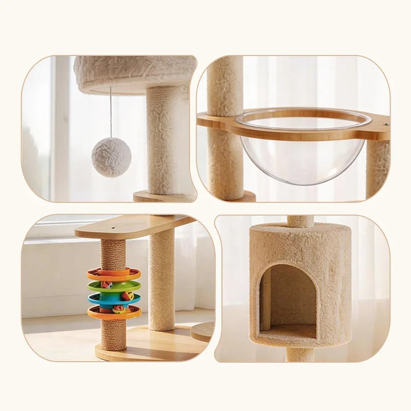 Arbre à Chat Luxe Multi-Niveaux – Griffoir, Cabane & Jouets Intégrés