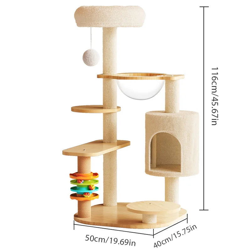 Arbre à Chat Luxe Multi-Niveaux – Griffoir, Cabane & Jouets Intégrés