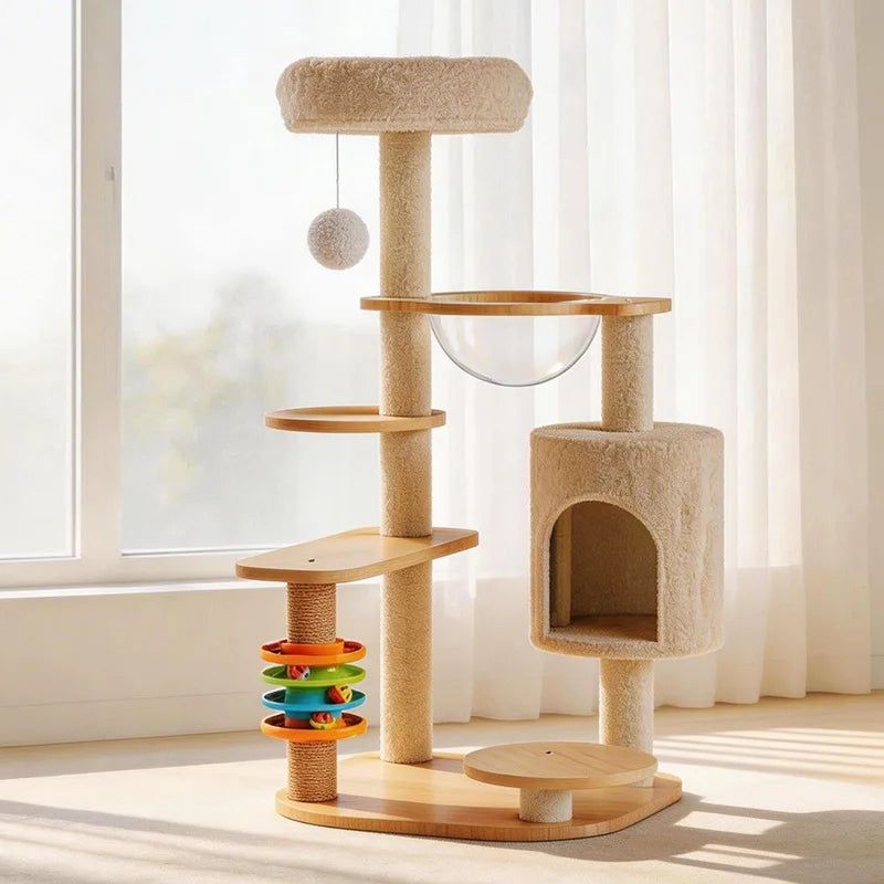 Arbre à Chat Luxe Multi-Niveaux – Griffoir, Cabane & Jouets Intégrés