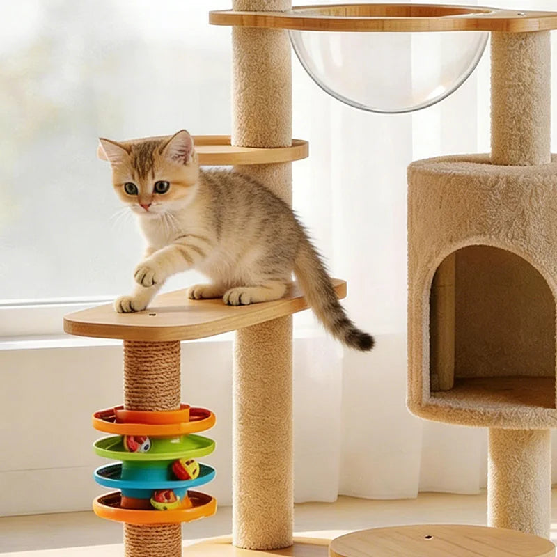 Arbre à Chat Luxe Multi-Niveaux – Griffoir, Cabane & Jouets Intégrés